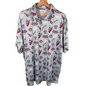 Buc-ees Gas Pump Route 66 All Over Print Short Sleeve‎ Polo Shirt Mens XL Casual